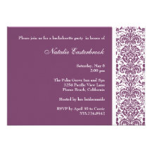 Purple Damask Bachelorette Party Invitation