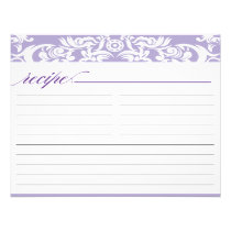 Purple Damask Bridal Shower Recipe Card invitations