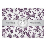 Purple Damask flowers, 25th Wedding Anniversary Invites