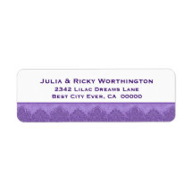 Purple Damask Lace Trim Wedding S30S Return Address Labels