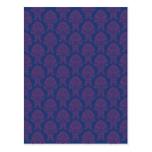 Purple Damask Pattern Postcards