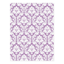 Purple Damask Pattern Postcards
