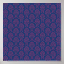 Purple Damask Pattern Print