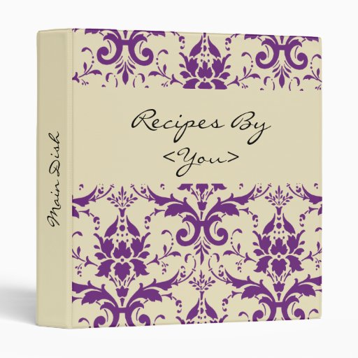 Purple Damask Personalized Cook Book Recipe Binder Zazzle