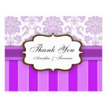Purple Damask Stripe Wedding Thank You Personalized Invite