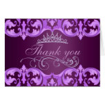 Purple Damask & Tiara Thank You Card