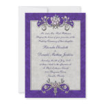 Purple Damask Wedding Invitation
