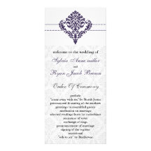 purple damask Wedding program Customized Rack Card
