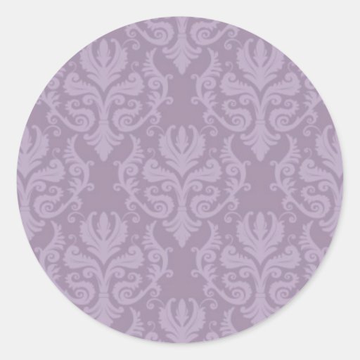 Purple Damask Wedding Stickers