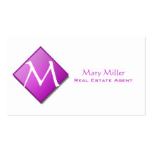 Purple Diamond Monogram Business Card Template