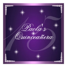 Purple Diamond Sparkles Quinceañera Invitation