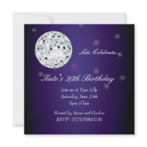 Purple Disco Ball Birthday Party Invitation