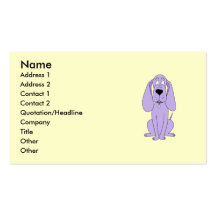Purple Dog. Cute Hound Cartoon. Business Card