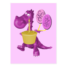 Purple Dragon Cupcake Balloons Funny Postcard