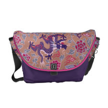 Purple Dragons Pink and Purple Flowers Pattern Messenger Bag