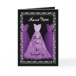 PURPLE Dresses BRIDESMAID Wedding Thank You Greeting Card