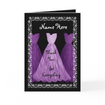 PURPLE Dresses BRIDESMAID Wedding Thank You Greeting Card
