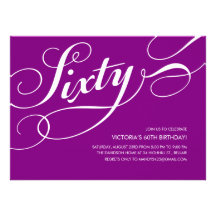 Purple Elegant 60th Birthday Invitation