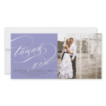 Purple Elegant Script Wedding Thank You Customized Photo Card