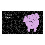 Purple Elephant Cartoon. Blue Floral Background. Business Card Templates