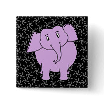 Purple Elephant Cartoon. Blue Floral Background. Pin