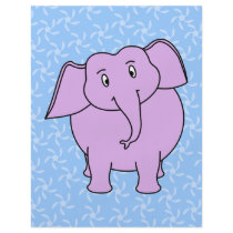 Purple Elephant Cartoon. Blue Floral Background. Custom Flyer