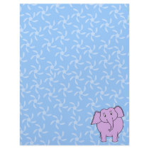 Purple Elephant Cartoon. Blue Floral Background. Custom Letterhead