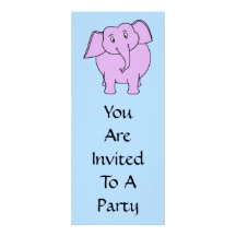 Purple Elephant. Cartoon Custom Invitations