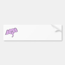 Purple Elephant Face. Cartoon. Bumper Sticker