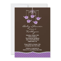 Purple Elephant Mobile Baby Shower Invitation