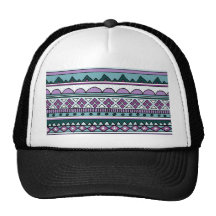 Purple ethnic pattern mesh hat