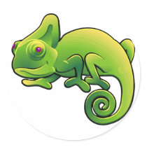 Purple Eyed Lime Green Chameleon