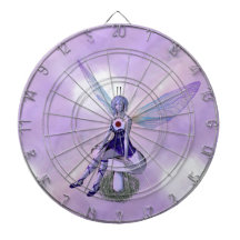 Purple Fairy sitting on Mushroom Dartboards