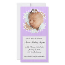 Purple Fancy New Baby Photo Card