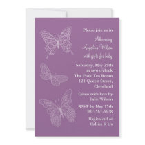 Purple Filigree Butterflies Custom Invites