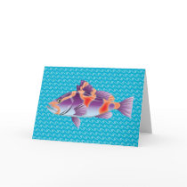 Purple Fish Greeting Cards
