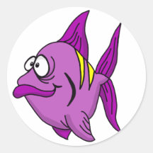 Purple Fish Round Sticker