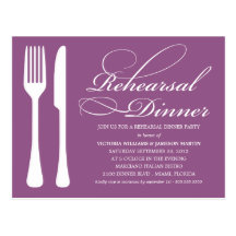 PURPLE FLATWARE | REHEARSAL DINNER INVITE POSTCARD