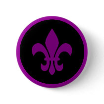 Purple Fleur de Lis Button