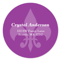 Purple Fleur-De-Lis Custom Address Label