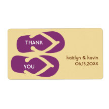 Purple flip flop sandals thank you party favour personalised shipping labels