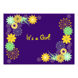 Purple Floral  Baby Shower Invitation