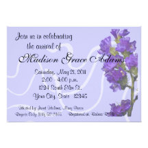 Purple Floral Baby Shower Invititation Invitations