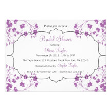 Purple Floral Bridal Invitation