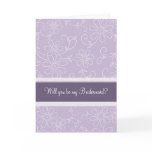 Purple Floral Bridesmaid Invitation Card