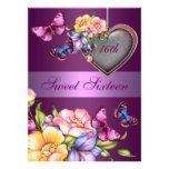 Purple Floral Butterfly Sweet16 Birthday Invite