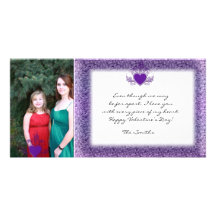 Purple Floral Confetti Valentine Photo Card