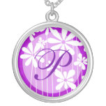 Purple Floral Monogram Necklace