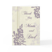 Purple Floral Parents  Wedding Day Thank You Card