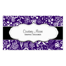 Purple Floral pattern Doodle business cards